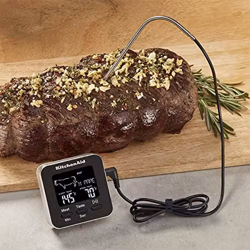 KitchenAid Digital Kitchen Thermometer with Timer and Leave-In Oven Probe in Black – 5