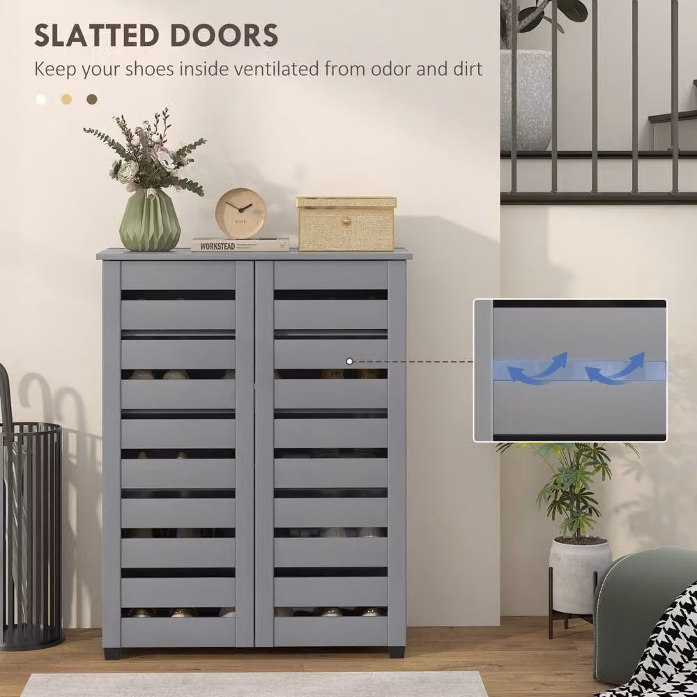 Wyld Haus Zifa Slim Shoe Cabinet in Dark Grey with 5 Tiers and Hinged Doors, W/D/H: 33 x 33 x 98 cm – 4