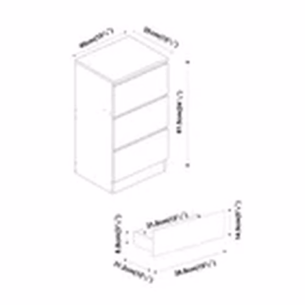 Havendro Oak and Black 3 Drawer Wooden Bedroom Chest Cabinet, W/D/H: 61.5 x 40 x 35 cm – 2
