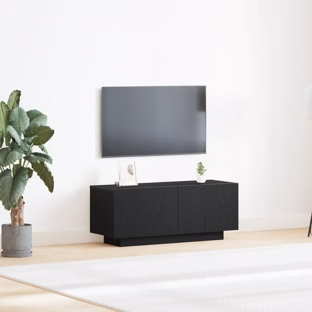 Berkfield Home Modern Black Oak Bedside Cabinet in Matt Engineered Wood