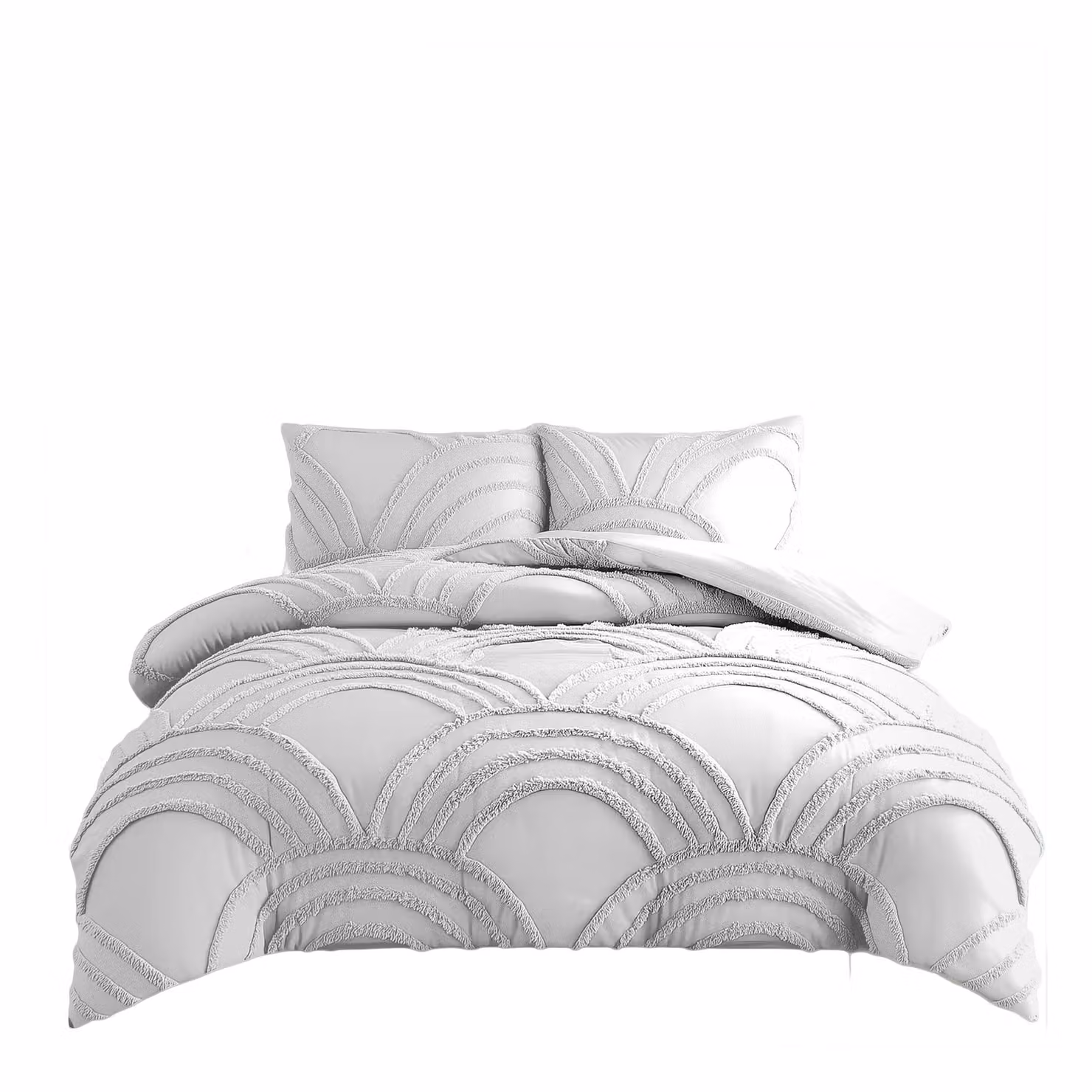 Snug City White Modern Luxury Tufted Duvet Cover and Pillowcase Set, King Size, W: 180 cm x D: 200 cm – 2