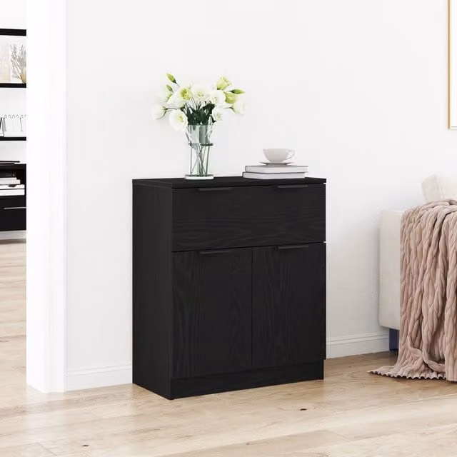 Berkfield Home Black Oak Sideboard, W/D/H: 60 x 30 x 70 cm