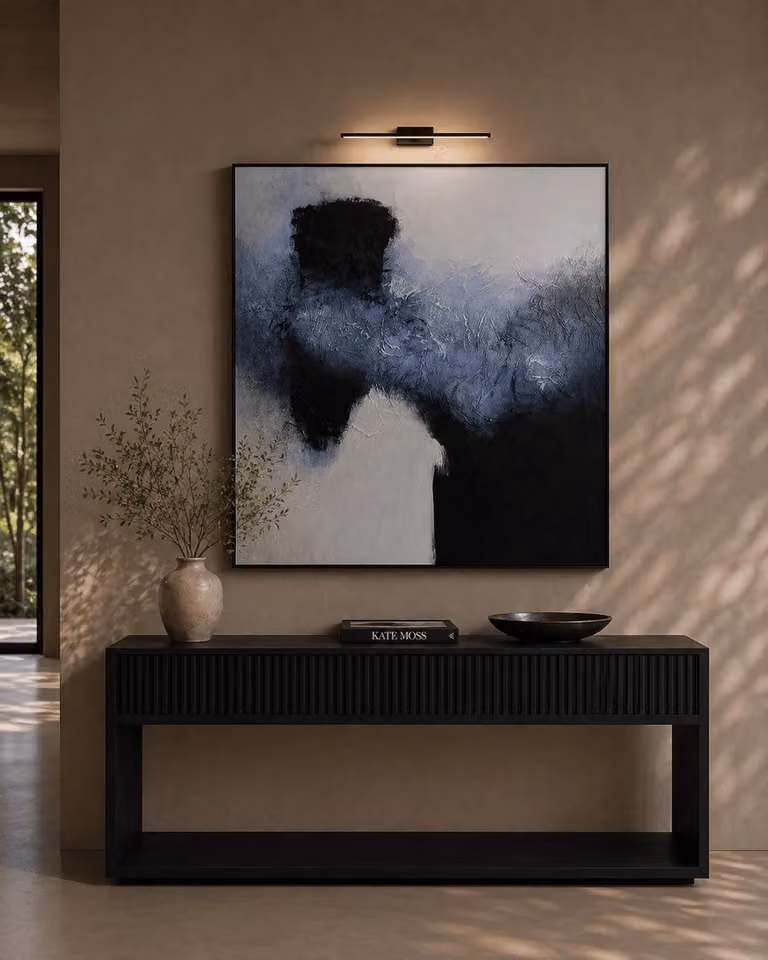 Tommy Franks Black Sky Abstract Canvas Wall Art in Black and Blue