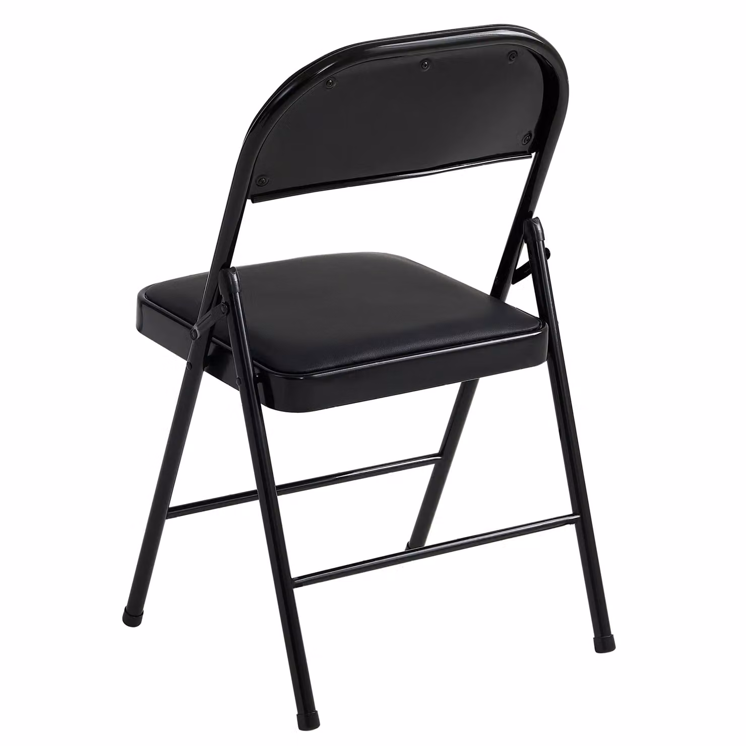 MCC Direct Set of 2 Black Folding Dining Chairs with Metal Frame and Padded Synthetic Leather Seats – 3