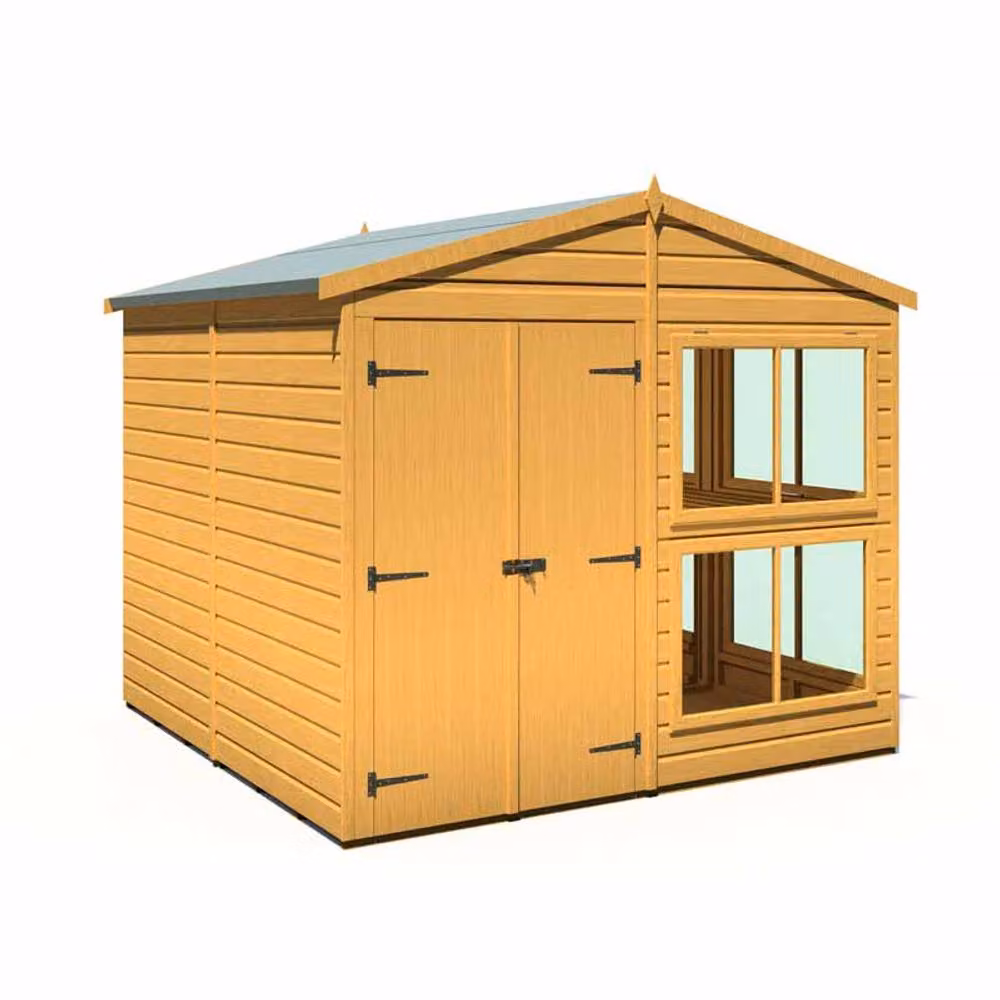 Shires Sun Hut 8 x 8 Feet Gable Potting Shed in Brown, L238 x W244.8 x H222.5 cm – 2
