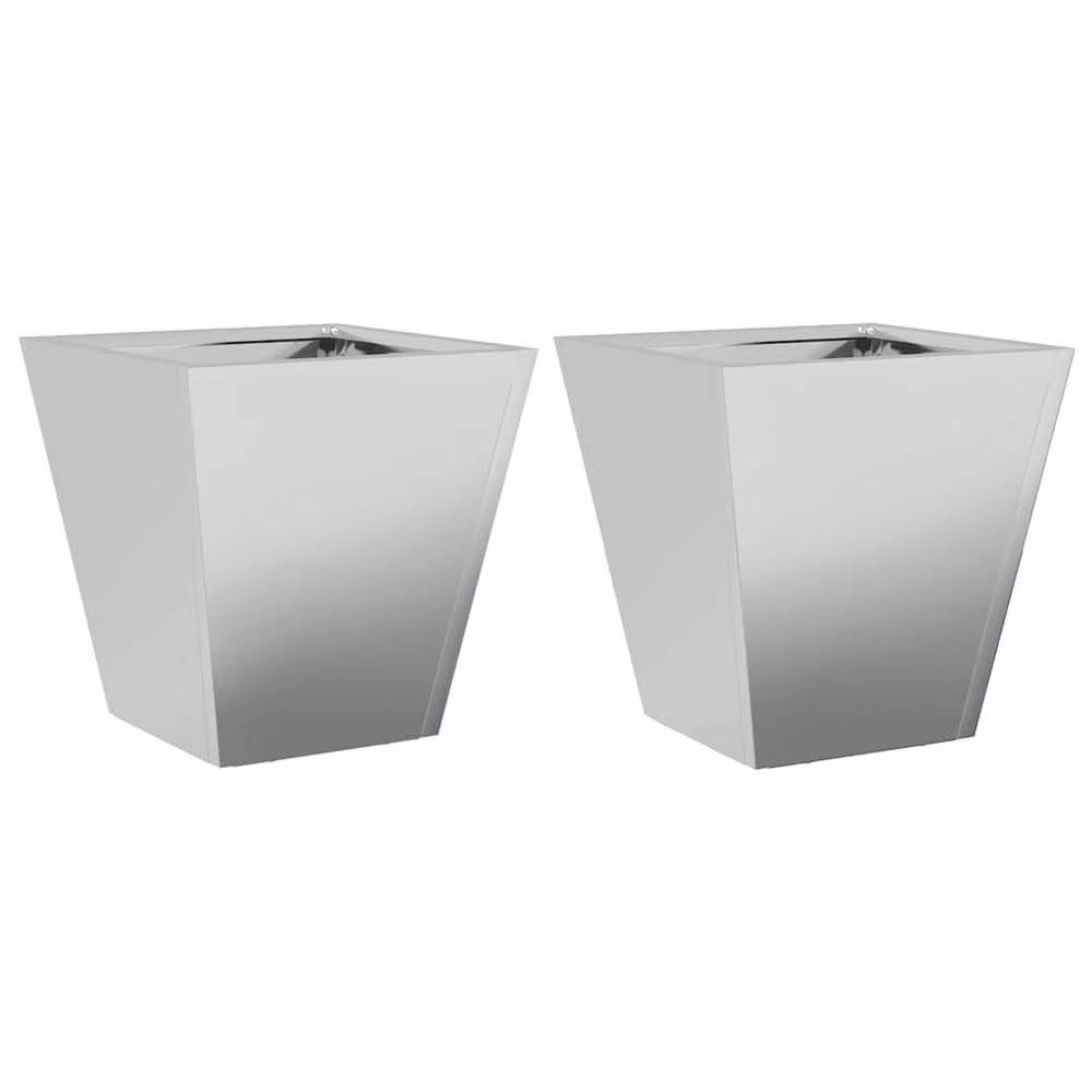 Berkfield Grey Galvanised Steel Garden Planter Tubs, 2 Pack, W/D/H: 30 x 30 x 30 cm – 2