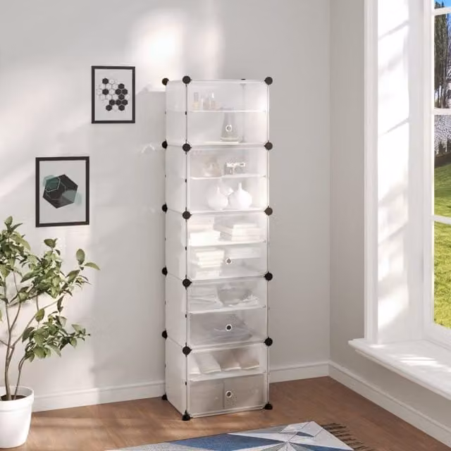 Berkfield Home Transparent Shoe Rack, W: 44 cm, D: 31.5 cm, H: 153.5 cm – 1