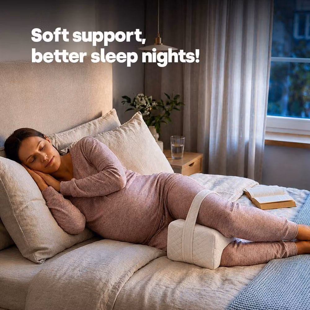 LIVIVO Orthopaedic Wedge Leg Pillow with Strap in White Quilted Polyester – 4