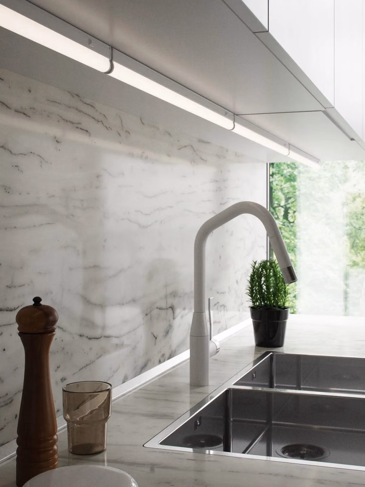 Nordlux Latona White LED Under Cabinet Kitchen Bar Light, Dimmable and Connectable, Mains Powered – 1