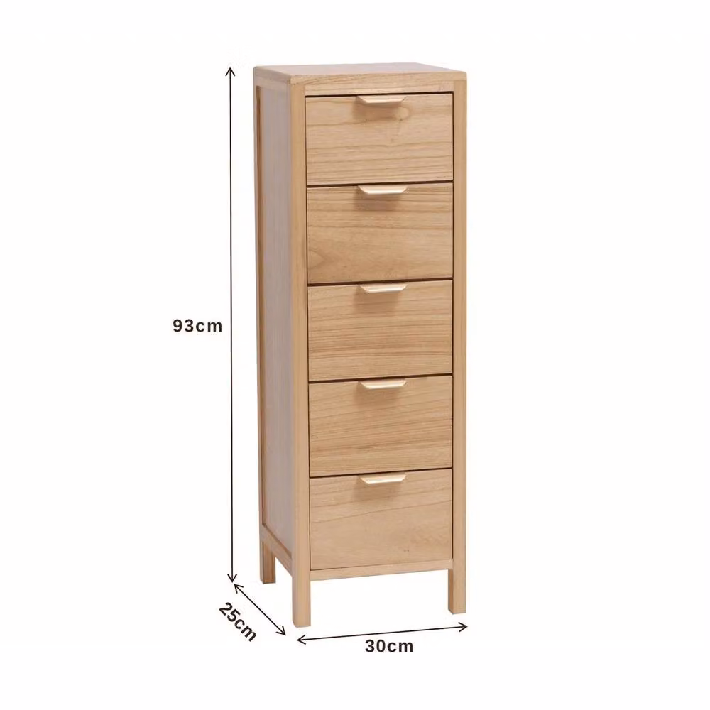 NESTLUNE 5 Drawer Tall Chest of Drawers in Brown Natural Wood – 2