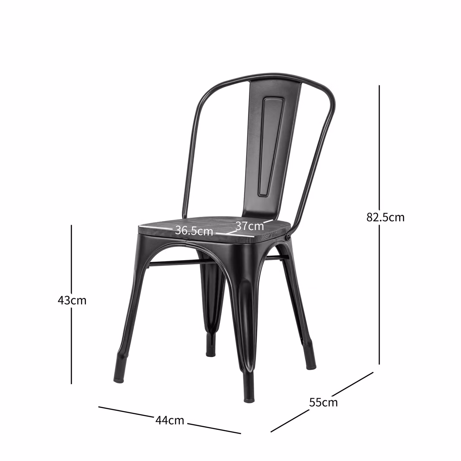 Nordlys Set of 4 Industrial Black Metal and Wood Dining Chairs – 4