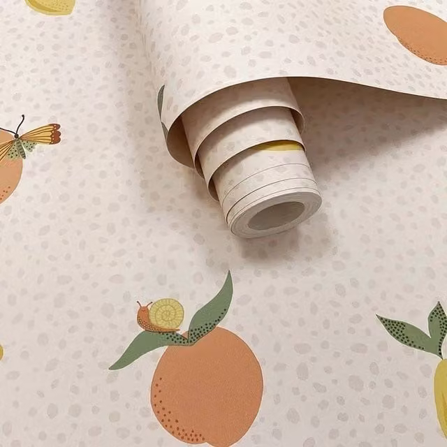Havendro Tutti Fruity Wallpaper in Coral Orange
