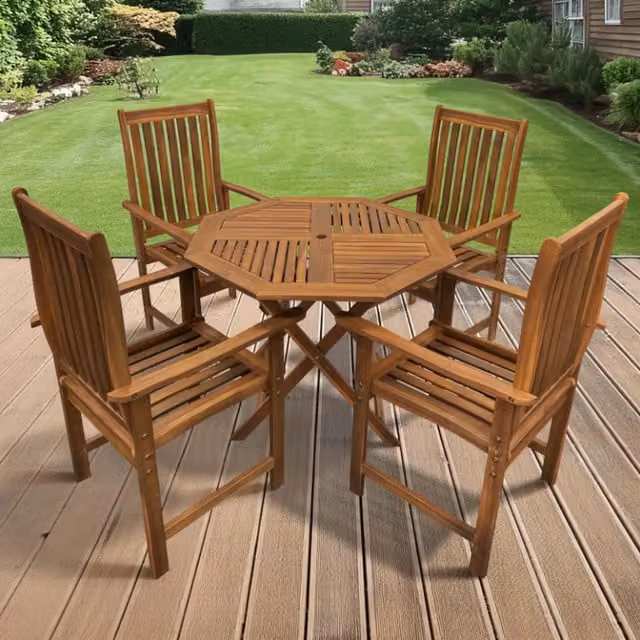 BillyOh Windsor Octagonal Garden Dining Set, Brown, Diameter: 105 cm, 4 Seater