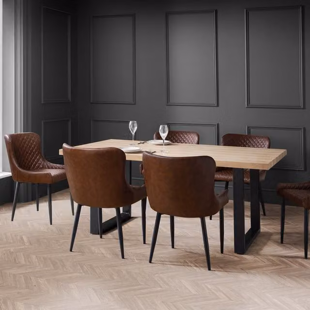 Julian Bowen Berwick Rectangular Dining Table and 6 Chairs Set in Oak and Black