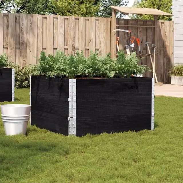 Berkfield Home Garden Black Wooden Raised Bed Planter with Galvanised Steel, W/D/H: 100 x 100 x 100 cm – 1