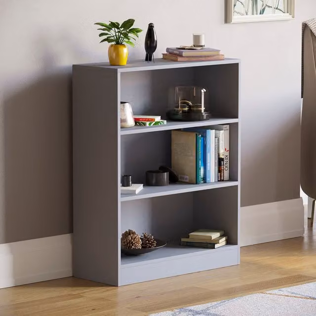 Vida Designs Cambridge Modern Grey Bookcase with Back Panel