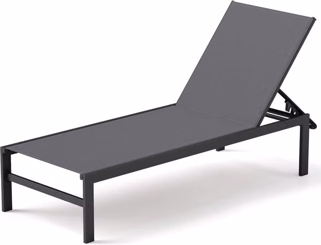 Gymax Aluminium Chaise Lounge Chair Patio Recliner with Adjustable Backrest in Grey