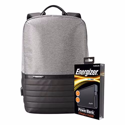 Energizer EPB001 Laptop Charging Bag with UE10004 10000mAh Power Bank in Grey – 1