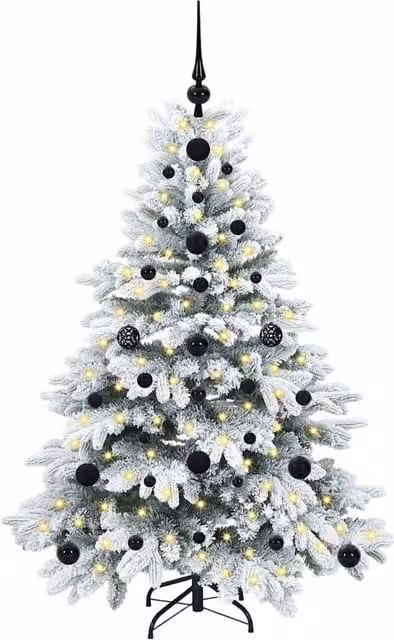 Berkfield Home Beautiful Artificial Christmas Tree with 150 Warm White LEDs, Green and White, Height: 120 cm
