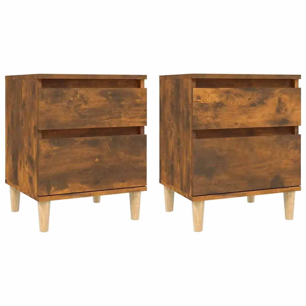 Berkfield Home Set of 2 Smoked Oak Bedside Cabinets in Brown, W/D/H: 40 x 35 x 50 cm – 2