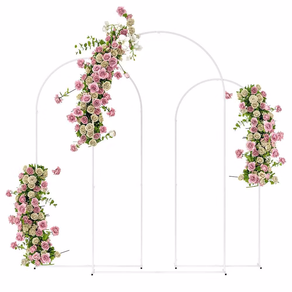 OUTSUNNY White Metal Wedding Arch Frame Set for Parties, H 220 cm x W 120 cm x D 40 cm – 2