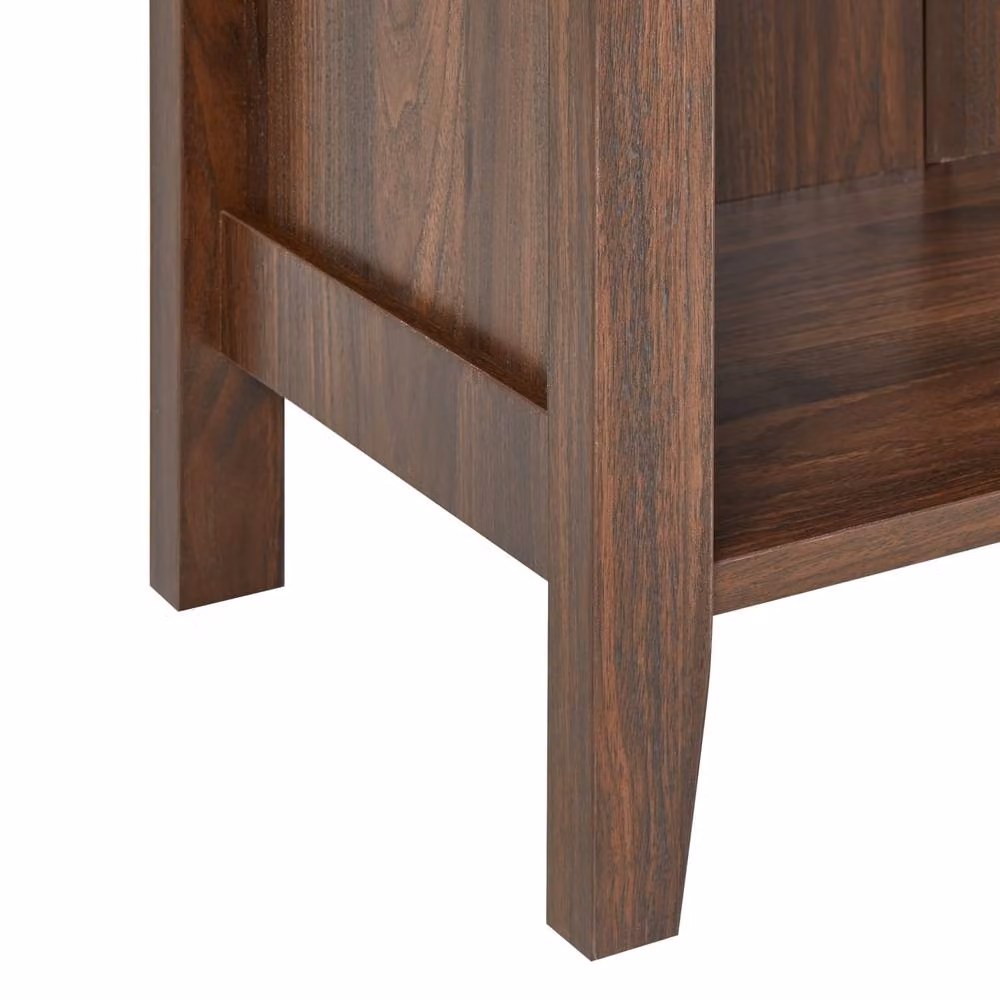 Wyld and Coco Dark Brown Rustic Sideboard with 1 Drawer, 2 Shelves and Glass Holder – 6