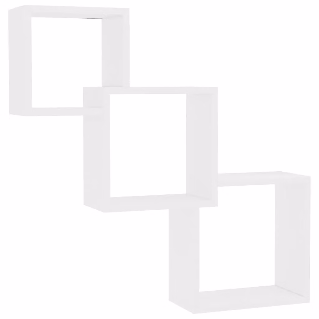 Berkfield Home Cube Wall Mounted Shelf in White, W/D/H: 68 x 15 x 68 cm – 2