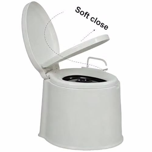 Gr8 Garden Portable Camping Toilet with Soft Close Lid and Removable Waste Bucket, 5L Capacity, White or Black – 1