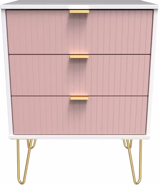 2 U Bexley Ready Assembled 3 Drawer Chest in Pink and Gold – 1