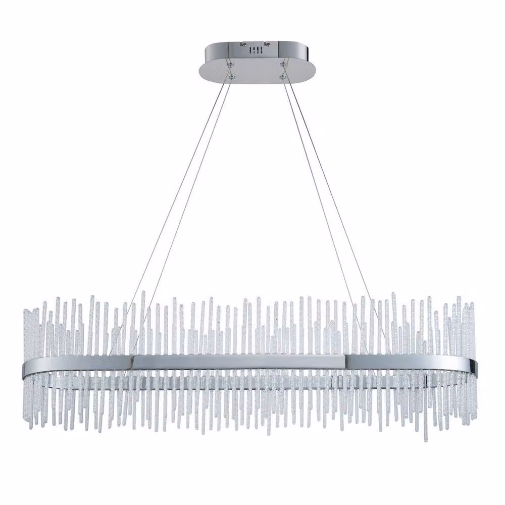 Netlighting Trapani Bar Pendant Ceiling Light in Chrome and Grey Glass with Dimmable Warm White LED, H35-165 cm – 4