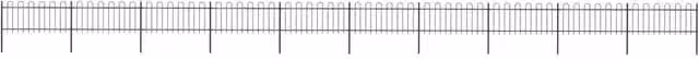 Berkfield Home Black Powder-Coated Steel Hoop Top Garden Fence, 17 x 0.8 m