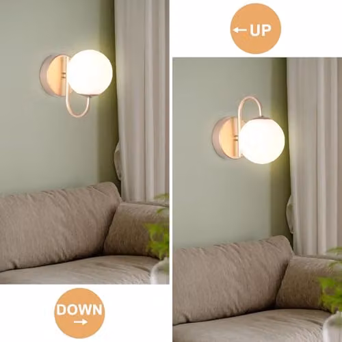 Harper Living Modern Up and Down Globe Wall Light in Gold Finish with Glass Sphere and G9 Bulb Holder – 2