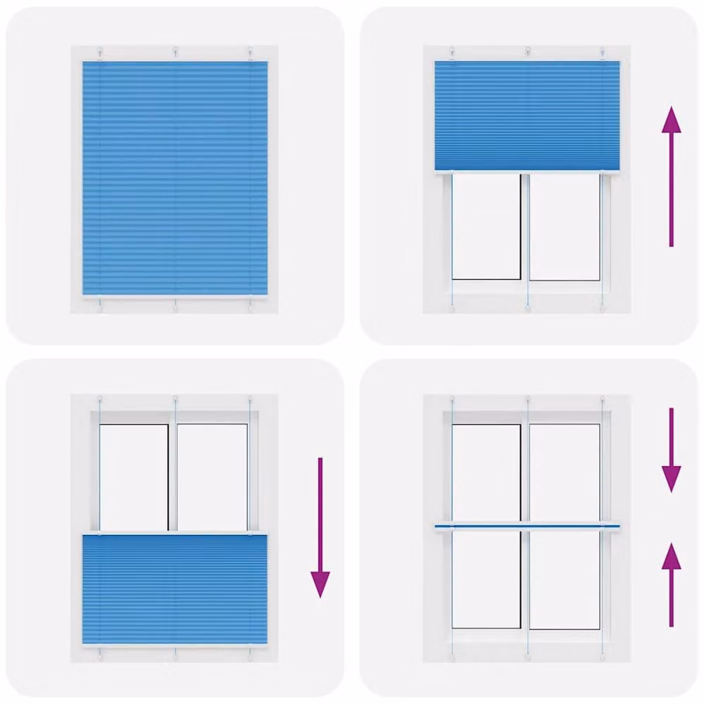 Berkfield Home Single Pleat Blue Polyester Fabric Blind W: 110 cm, H: 100 cm – 2