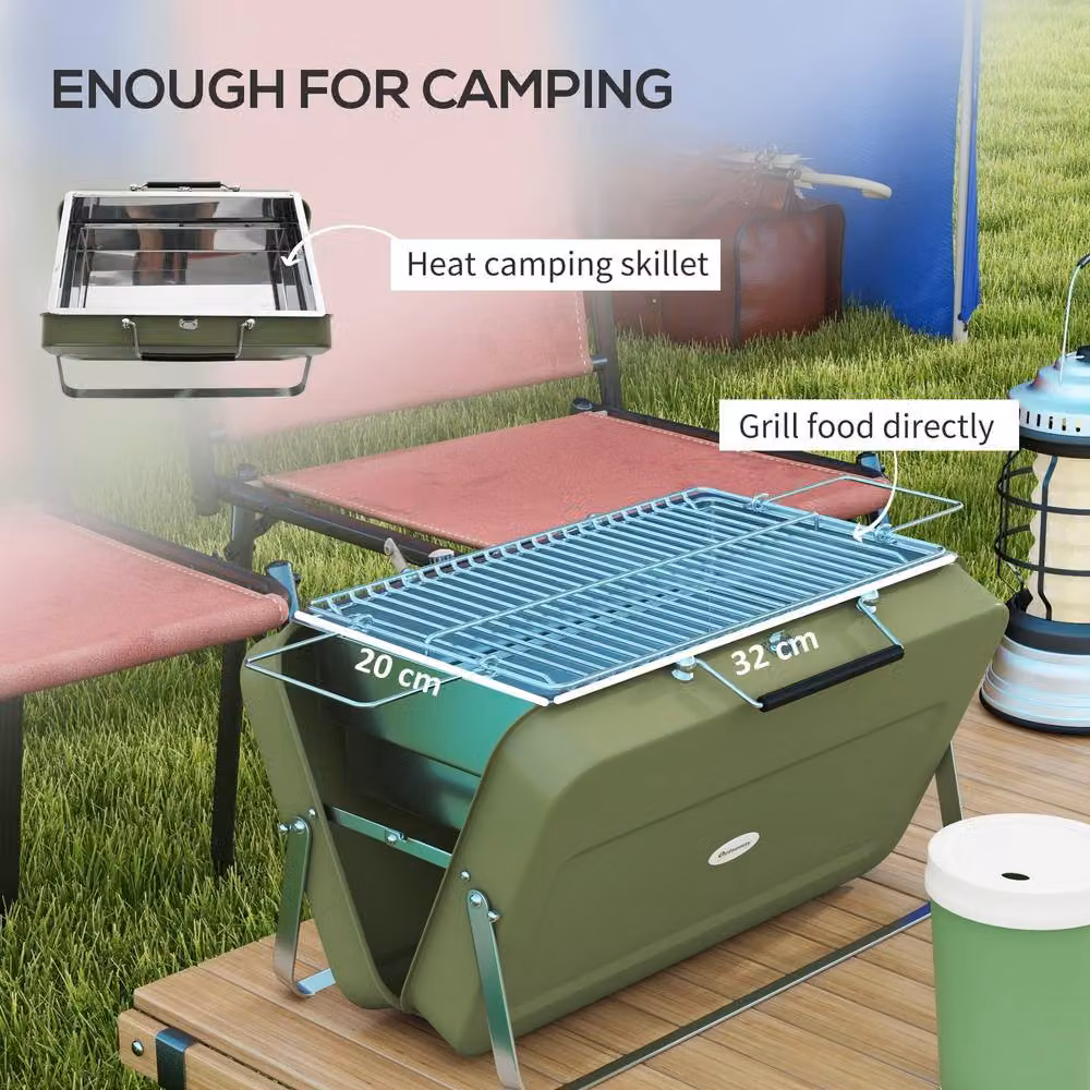 Rolipo Metal Portable Tabletop Charcoal BBQ Grill, Green, W/D/H: 30 x 30 x 28 cm – 7
