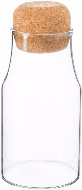 Argon Tableware Clear Glass Storage Bottle with Cork Lid, 0.18 l