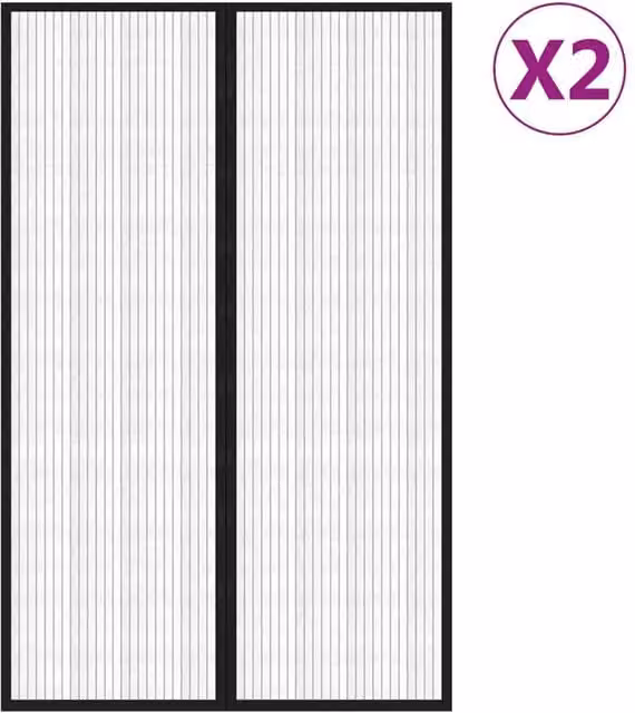Berkfield Home Insect Door Curtains with Magnetic Blocks, Black, W/H: 130 x 220 cm