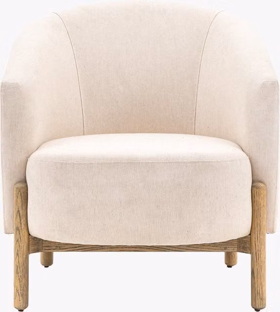Perch & Parrow Modern Tub Relaxer Armchair in Sand Beige Fabric