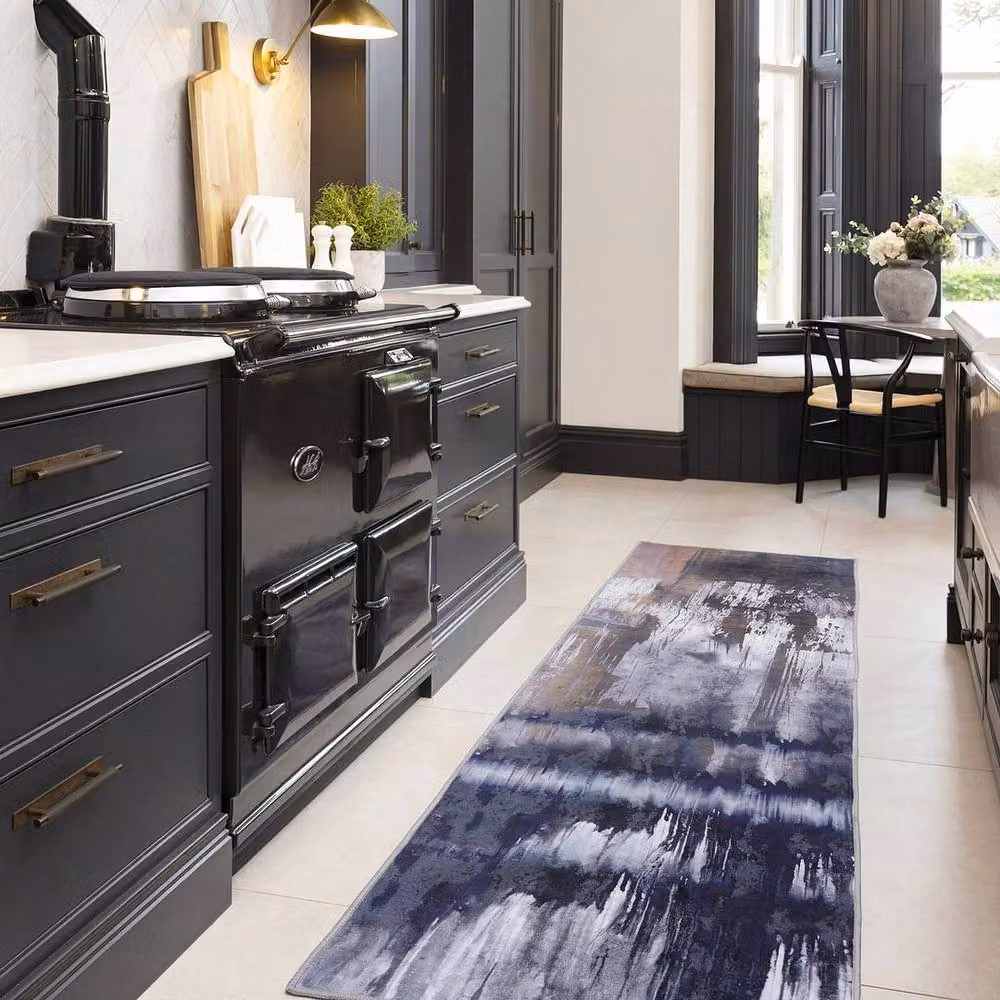 Kukoon Abstract Soft Pile Area Rug in Blue and Grey, W: 120 cm, L: 170 cm – 4