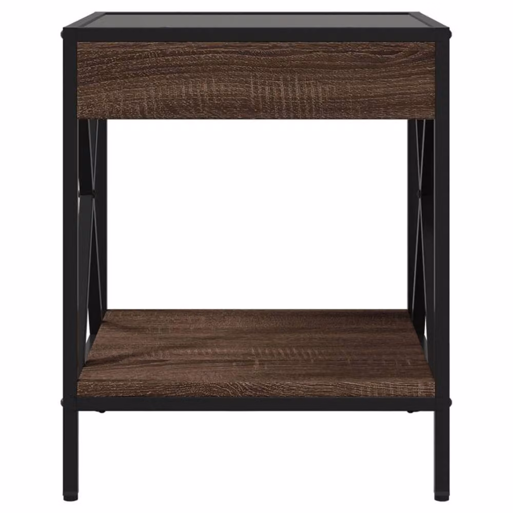 Berkfield Home Infinity LED Coffee Table in Brown Oak, W/D/H: 40 x 40 x 49 cm – 3