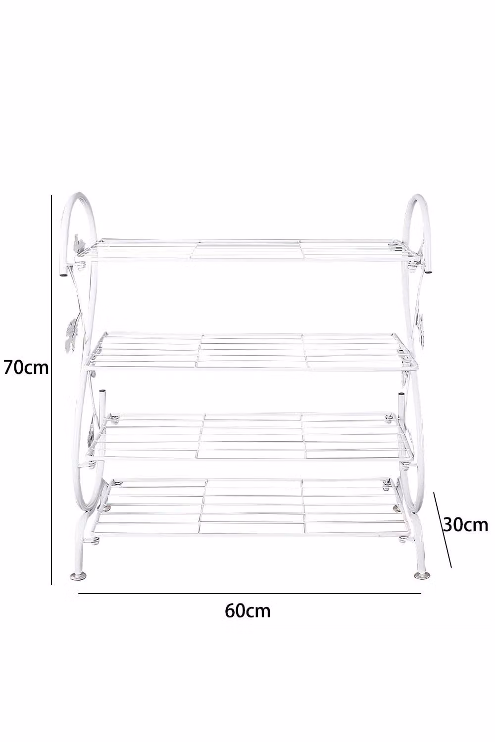 Living and Home 4-Tier White Metal Vintage S-Shape Freestanding Shoe Rack – 4