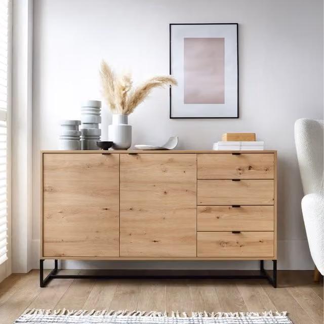 Abakus Direct Amber Industrial Sideboard in Brown and Black Wood and Metal