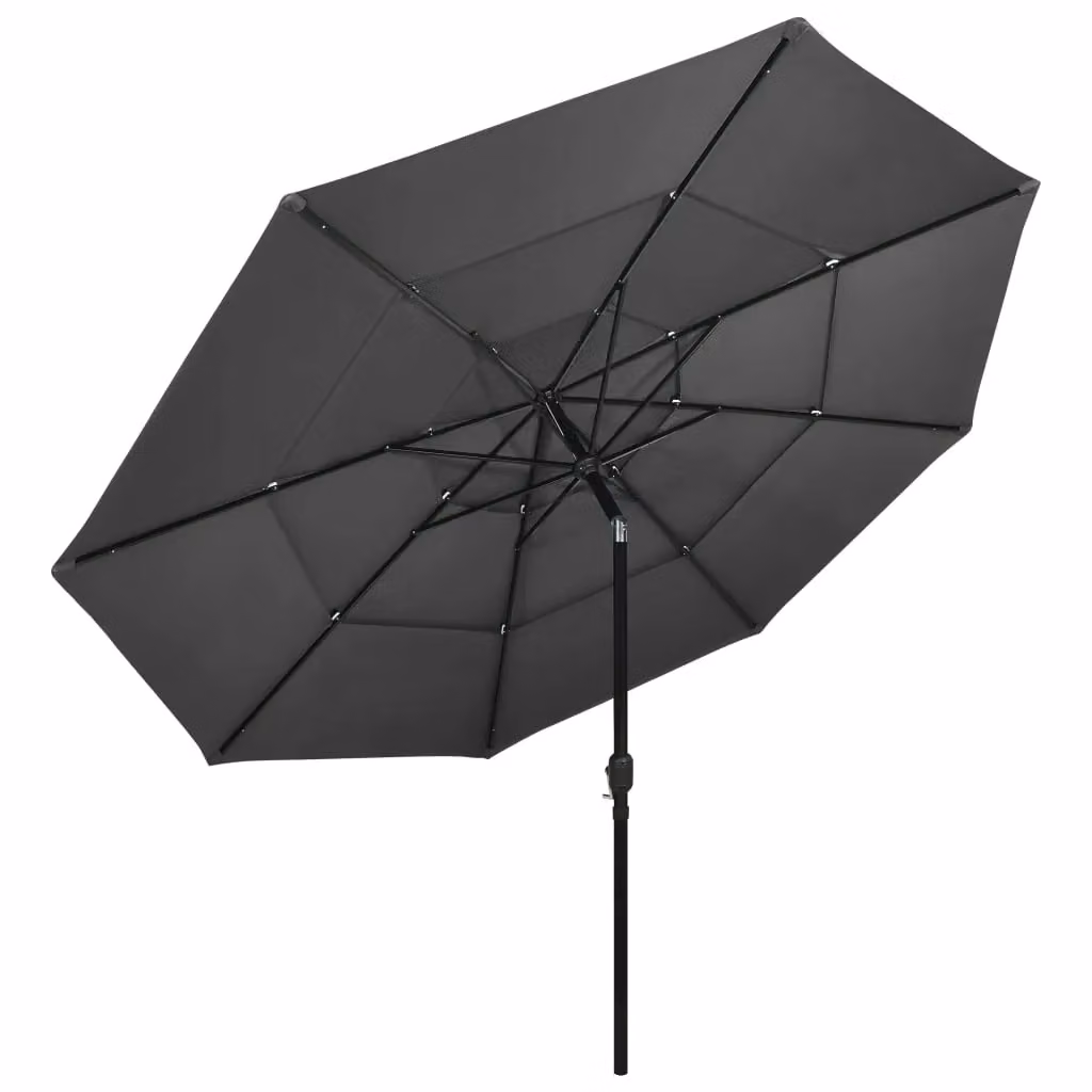 Berkfield Home 3-Tier Parasol with Aluminium Pole in Anthracite Black, 3.5 m – 2