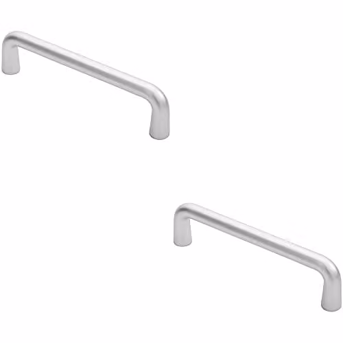 Loops 2 Pack Rounded D Shaped Bar Handle in Brushed Silver Aluminium, W: 22.5 cm, Diameter: 1.9 cm