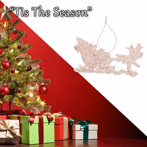 VFM e-Store Champagne Christmas Tree Decoration Ornament in White and Gold, W/D/H: 15.5 x 14.5 x 0.3 cm – 5