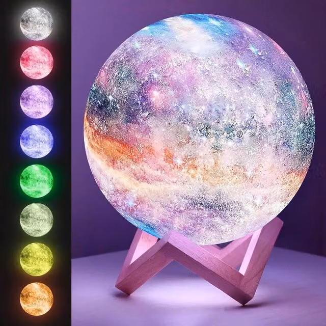 SPETLEK 16-Colour LED Galaxy Moon Lamp with Remote and Stand in Multicolour