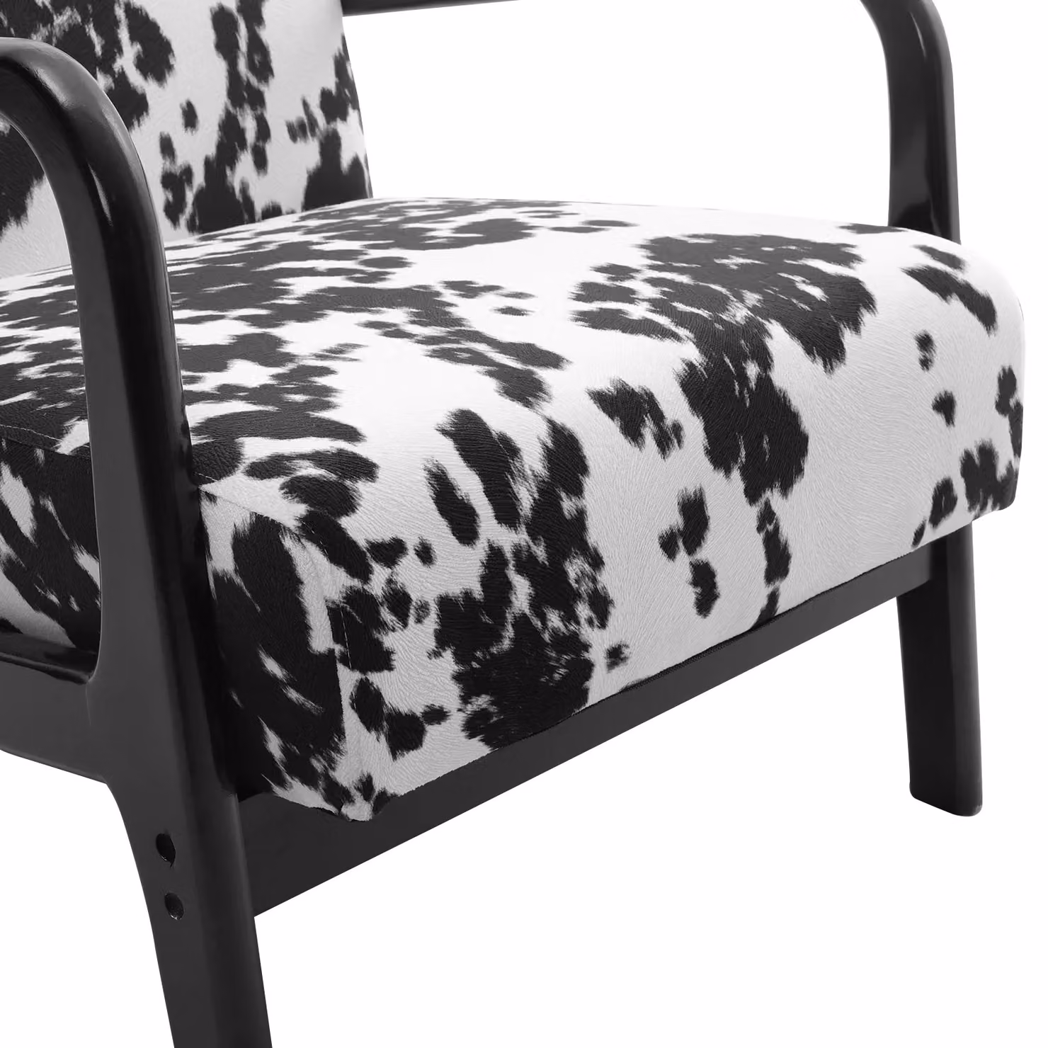Living and Home Leopard Print Velvet Upholstered Armchair in Black – 4
