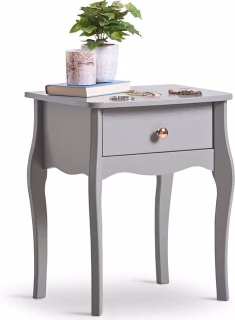 BTFY Baroque Design Bedside Table with 1 Drawer in Grey and Gold