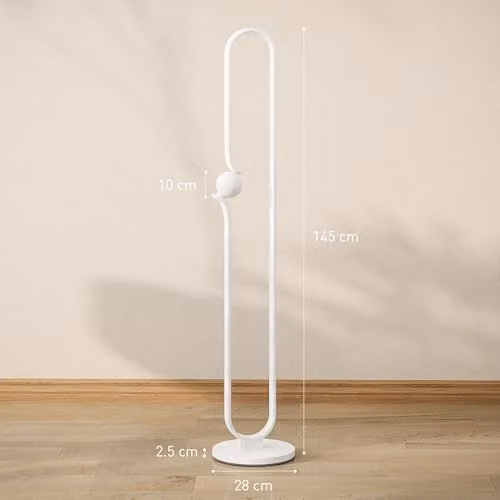 HOMCOM Dimmable LED Floor Lamp with Glass Sphere Night Light and Foot Switch, White – 3