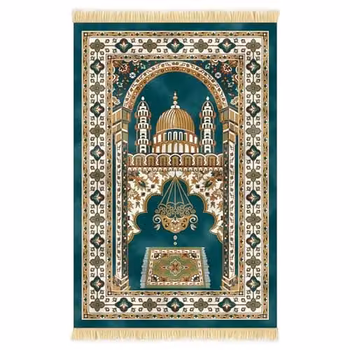 Nicoman Velvet Muslim Prayer Mat in Green, W/D: 120 x 70 cm – 1