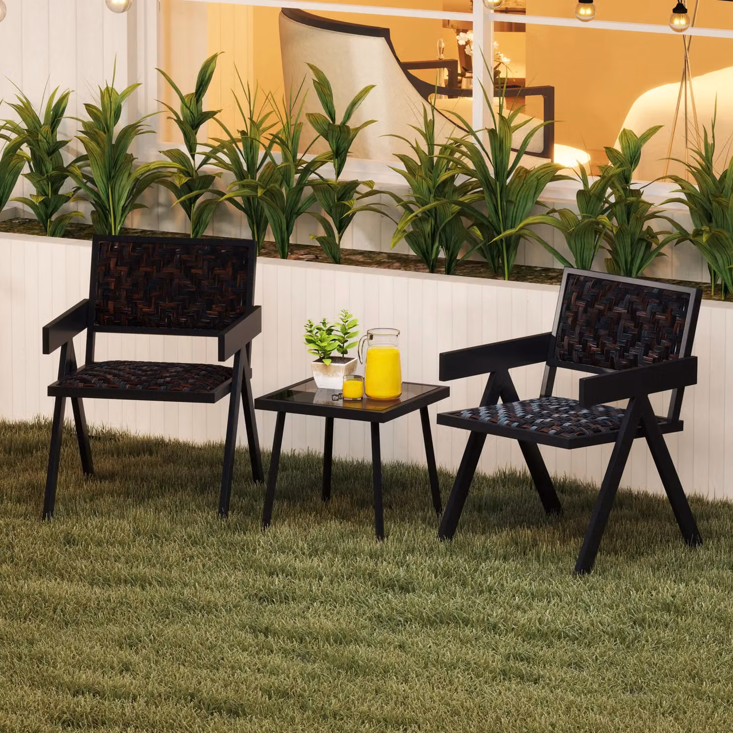 Gymax 3 Piece Brown PE Wicker Bistro Set with Table and Chairs – 7